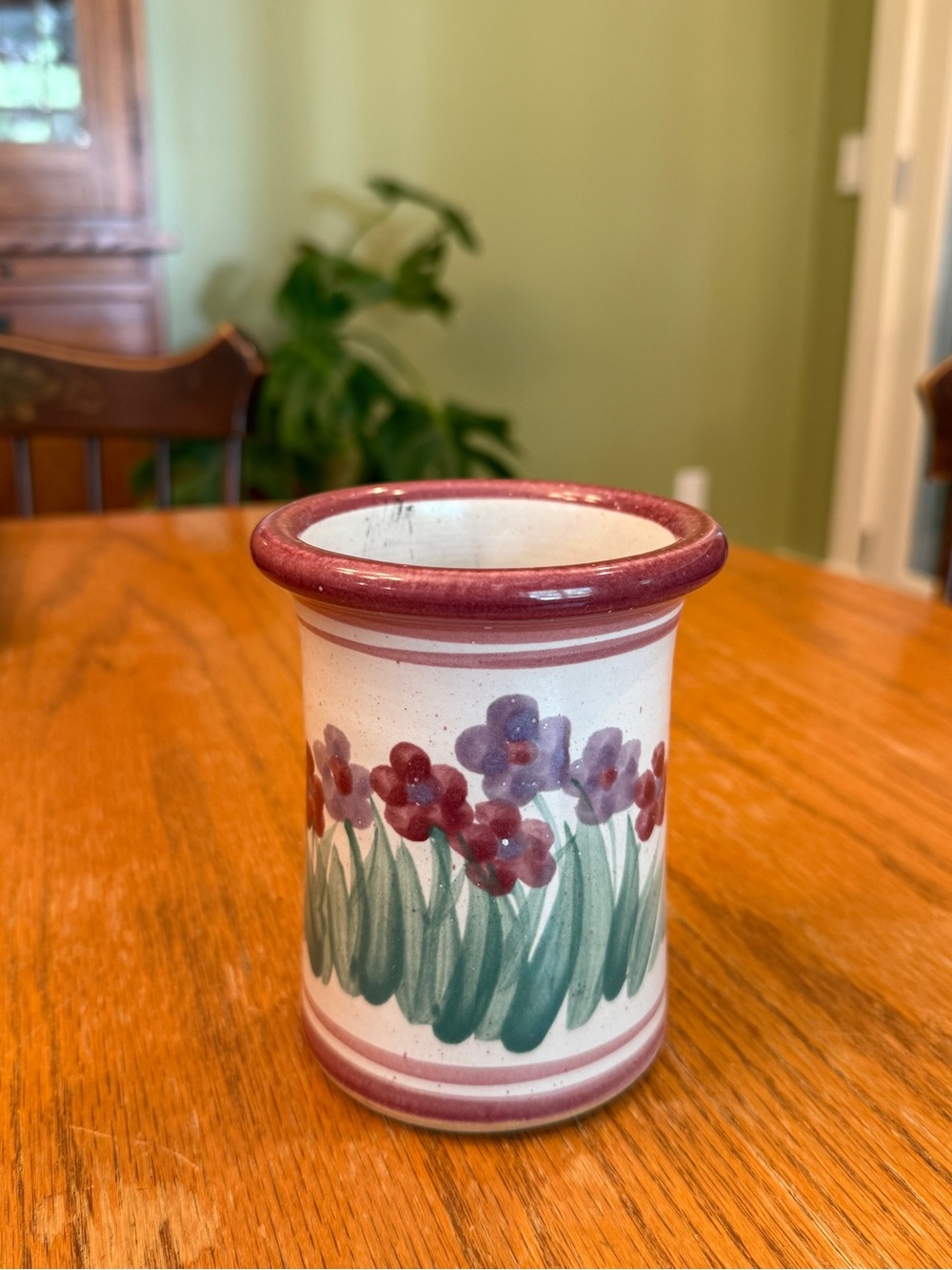 Cottagecore Pen/Pencil/Brush Holder with Pink Purple Flowers Cute